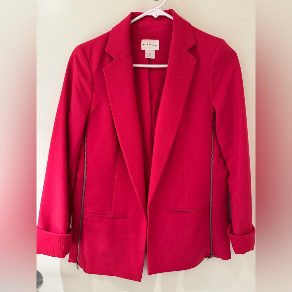 Bright pink Blazer with Zipper Details